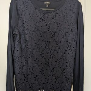 Talbots Navy Lace Long Sleeve Top
